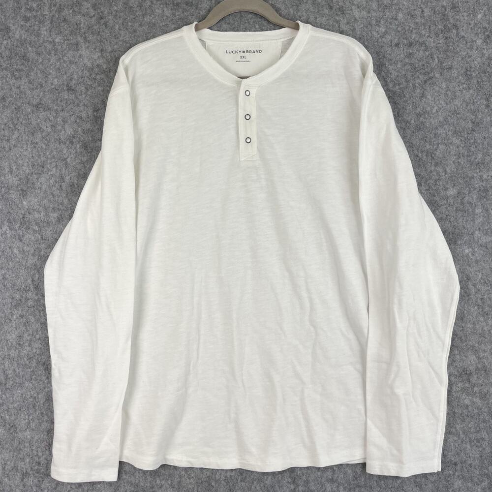 Lucky Brand Snap Button Henley Weekend Slub Long Sleeve Mens Shirt XXL White NWT